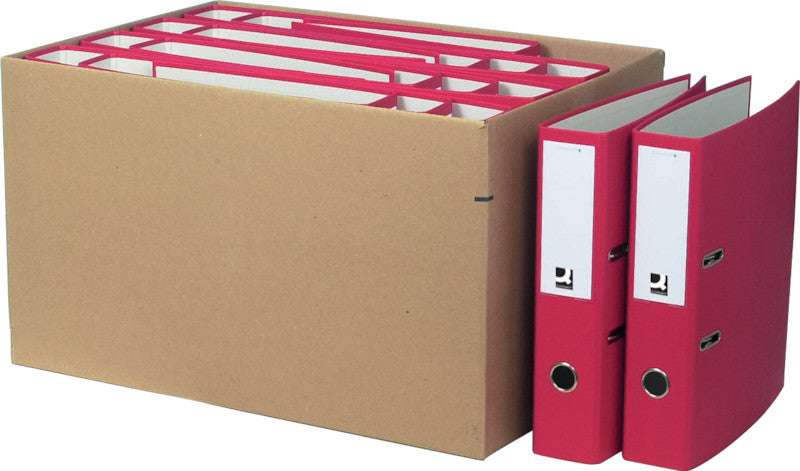 Q-connect Ordner – A4 hoch – 2-Ring Hebelmechanik, Rücken 70 mm – rot, mit Niederhalter, mit Griffloch, FSC