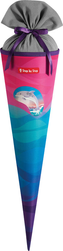 Step by Step Schultüte 70 cm × Ø 18 cm, 5 l – Motiv Delfin Lana – Serie CLOUD OCEAN – rPET
