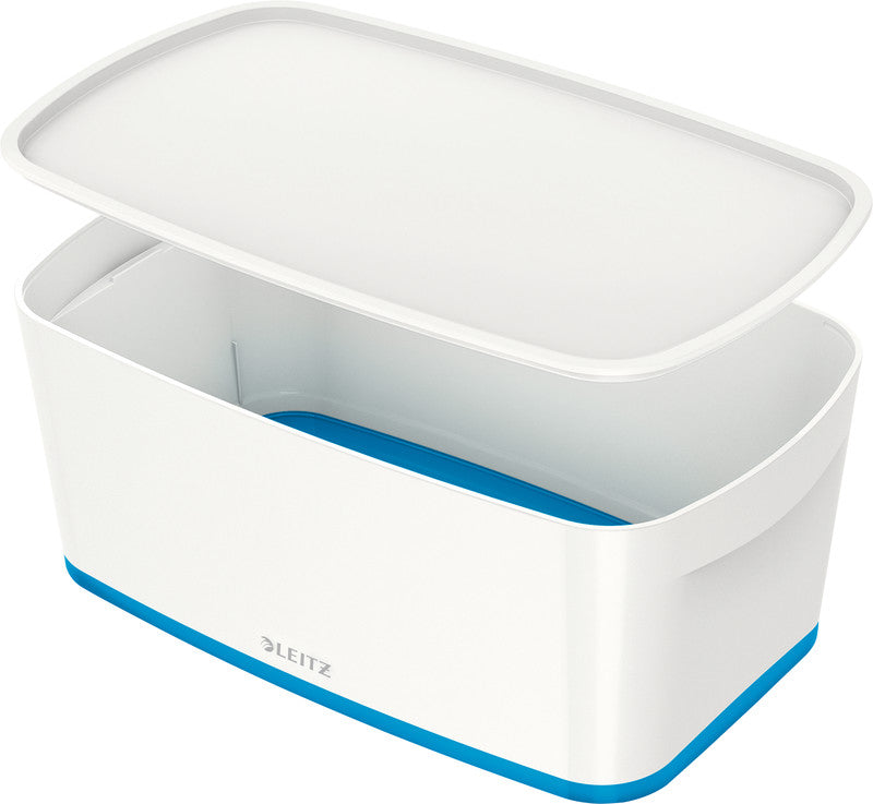 Leitz Aufbewahrungsbox MyBox – Kunststoff, weiss/blau, 31,8 × 12,8 × 19,1 cm