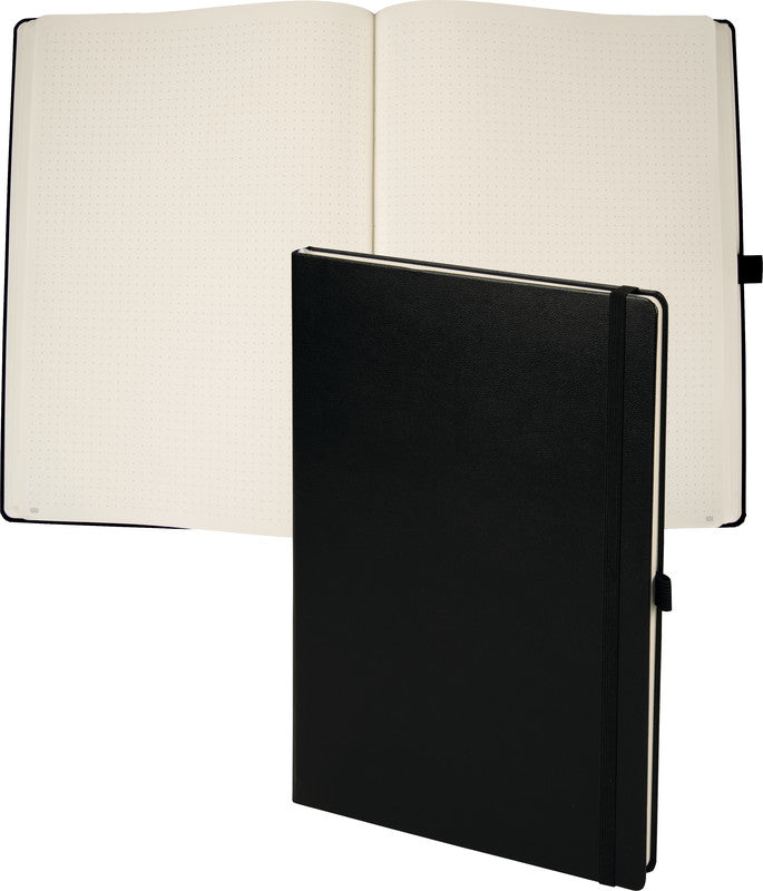 Biella Notizbuch A4, punktkariert, Fadenheftung, 192 Seiten, 80 g/m² – schwarz