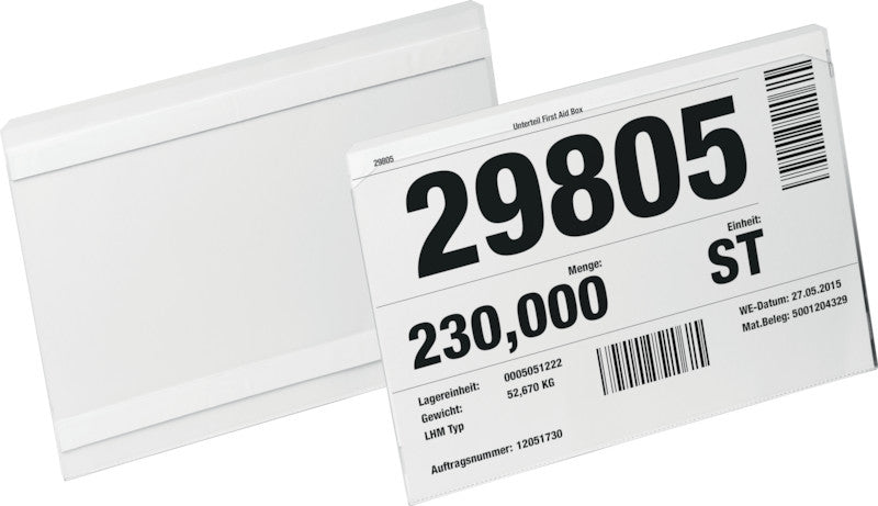 Durable Kennzeichnungstaschen – 210 × 148 mm, transparent, selbstklebend, für A5 quer