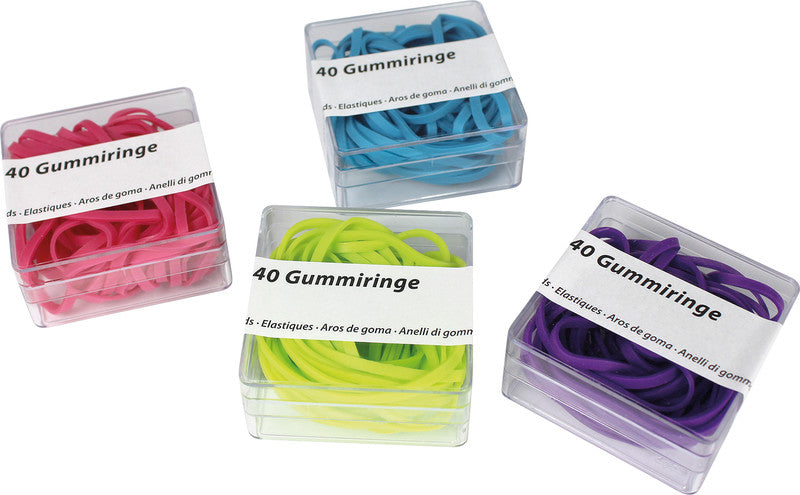 Metzger & Mendle Gummibänder – 3 × 38 mm, 3 × 50 mm, Ø 50 mm, farbig sortiert, Gummi
