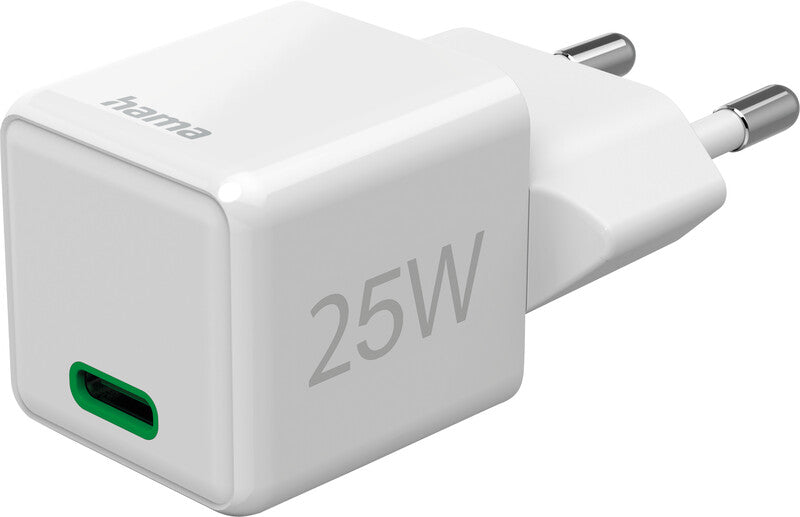 Hama 00201981 USB-Ladegerät 25 W – USB-C×1 – PD 3.0, QC 3.0, EU-Stecker (Typ C) – Weiss