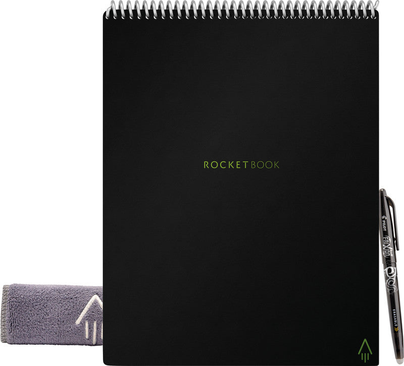 Rocketbook Spiralblock, Hardcover, 16 Blatt, 90 g/m² – Schwarz, für ROCKETBOOK App
