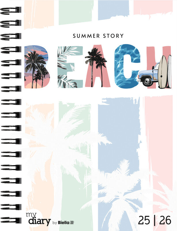 Biella mydiary Schüleragenda – 1 Woche/2 Seiten, Wire-O, 12 × 16,5 cm, Aug–Jul, Summer, FSC