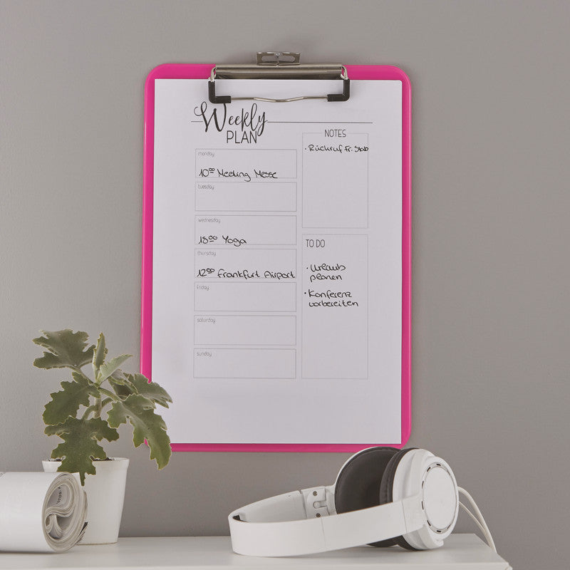 Leitz WOW Klemmbrett A4 – Metall, Kunststoff (PS), Pink – mit Aufhängeöse – bis 80 Blatt