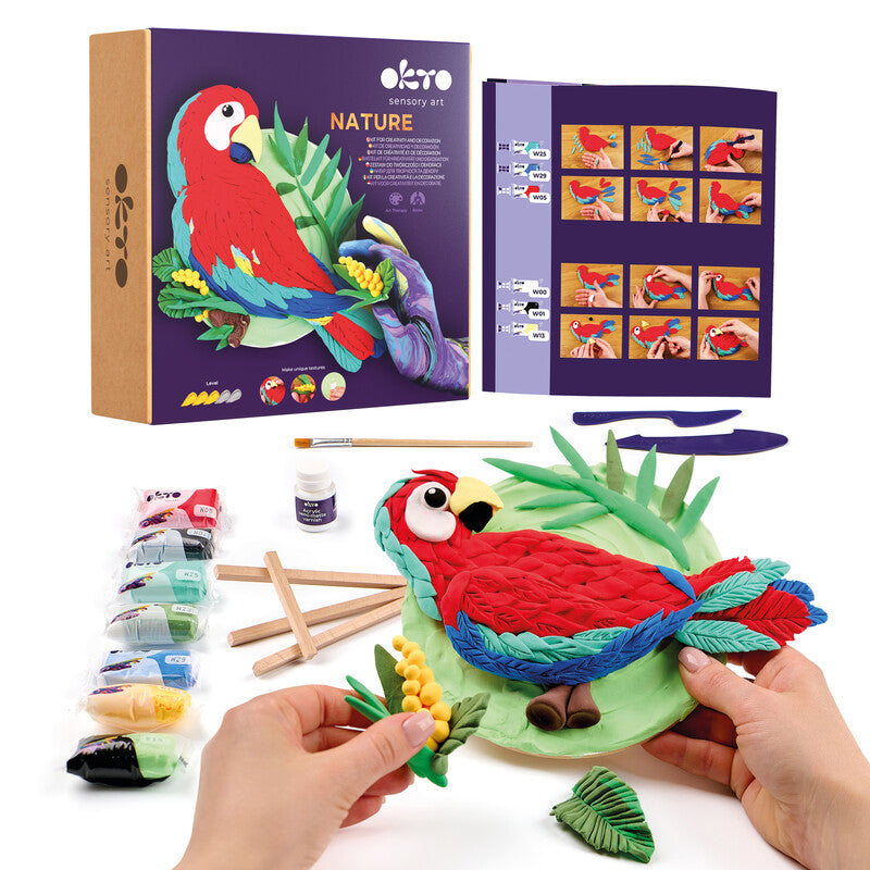Okto Sensory Art – Modelliermasse-Set Air Clay 3D Nature – ab 14 Jahren – Ø 160 mm