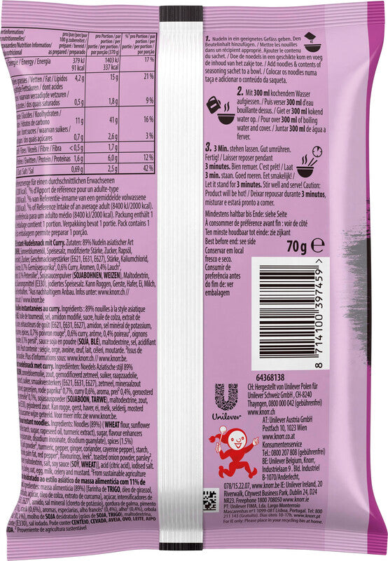 Knorr Asia Noodles Instant-Nudeln – Curry – 70 g