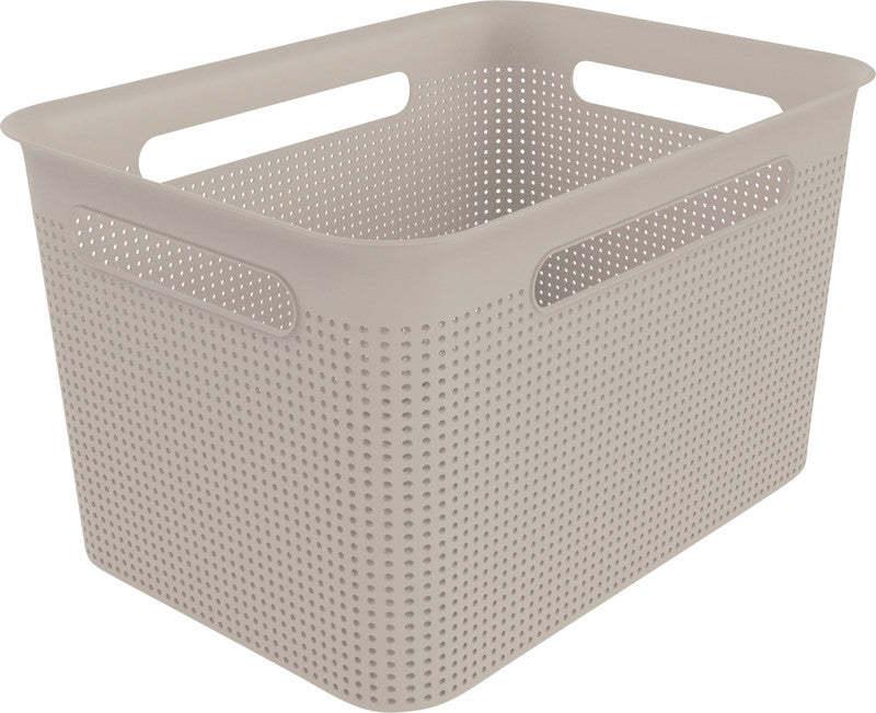 Rotho Aufbewahrungskorb – Kunststoff, Cappuccino, 36 × 21,1 × 26,2 cm – 1er-Pack
