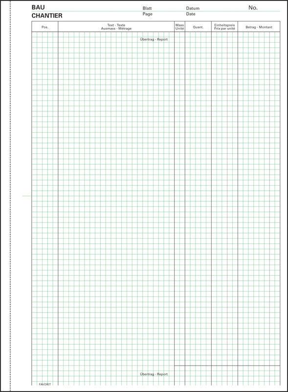 Favorit Formularblock – Devis-Ausmass, mehrsprachig, 50 Blatt, A4