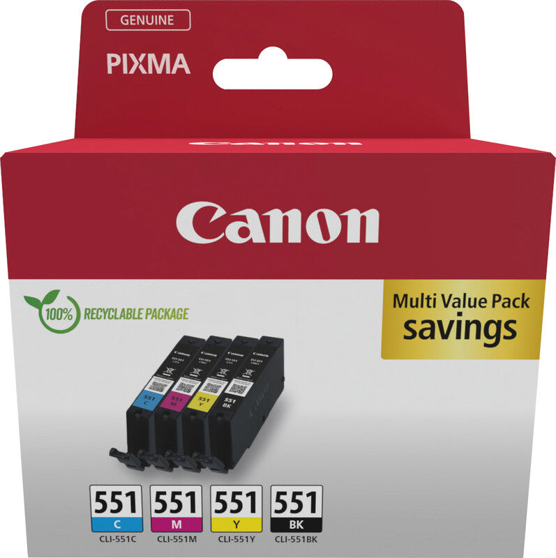 Canon Tintenpatronen-Multipack CLI-551, CMYK, 4er-Pack