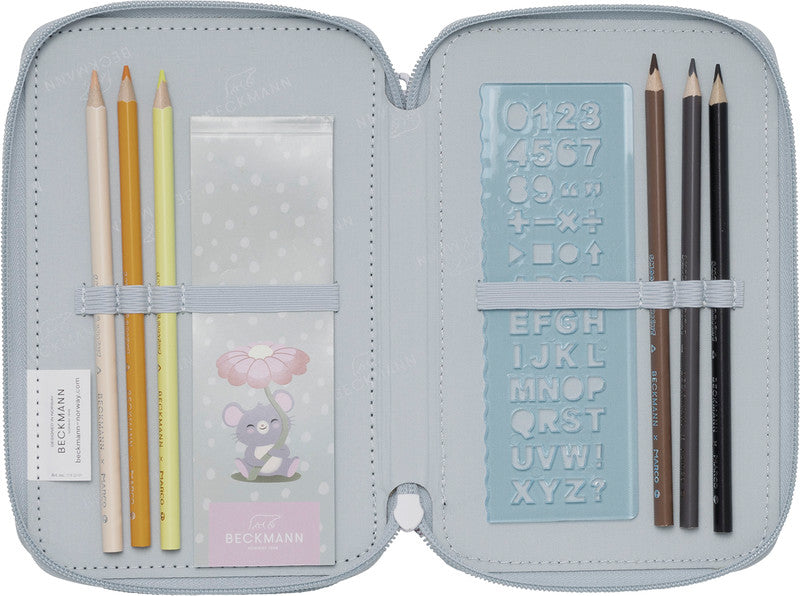 Beckmann Classic 1st Triple Etui, gefüllt, 27-teilig – Forest Deer Dusty Mint – Kunststoff – 13 × 20,5 × 7 cm