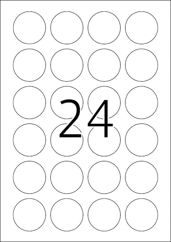 HERMA Druckeretiketten, Ø 40 mm, weiss, Papier, ablösbar, 2400 Etiketten (100 Blatt)