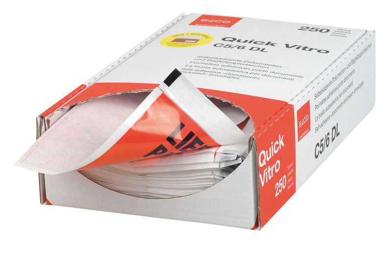 Elco Dokumententasche – C6/5 (229 × 114 mm), Fenster links, bedruckt, rot, selbstklebend – 250 Stück