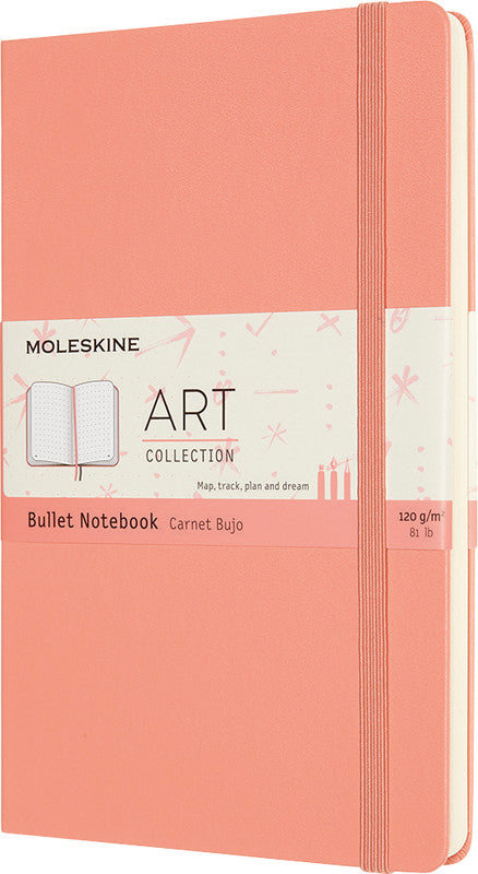 Moleskine Notizbuch, 130 × 210 mm, punktkariert, Leimbindung, Hardcover, 160 Seiten, 120 g/m² – korallenrosa