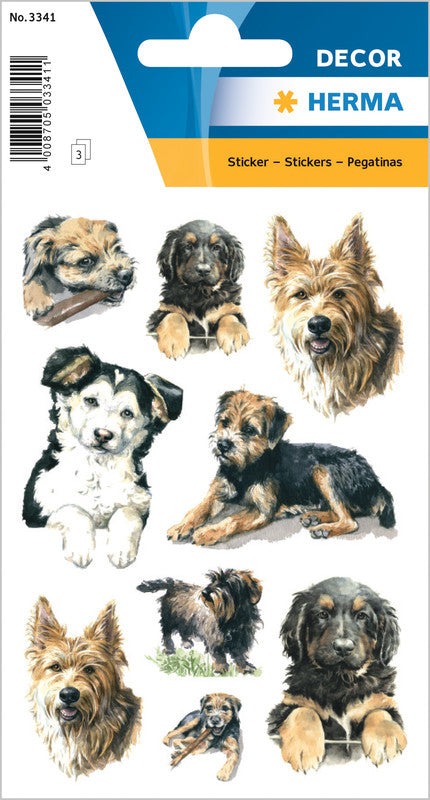 HERMA Schmucketiketten – Motiv Hunde – Papier, hochglänzend, 27 Stück, 3 Bögen