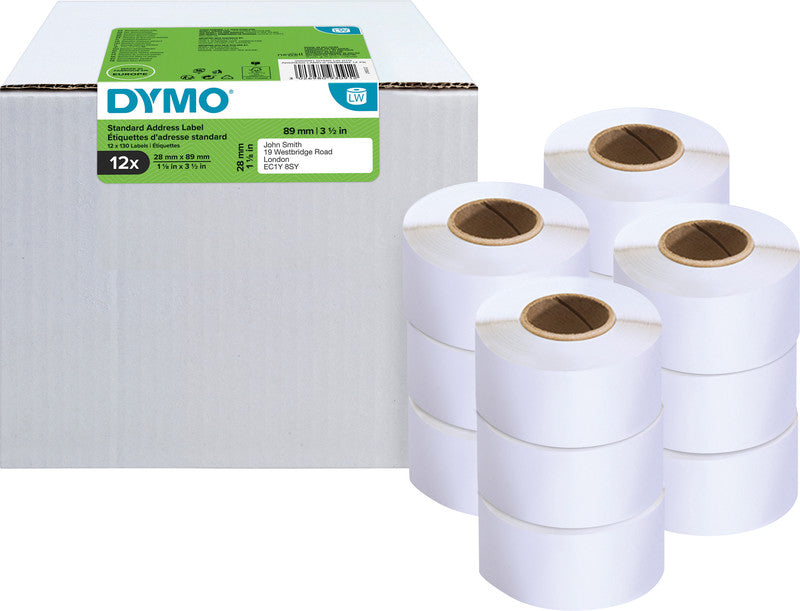 DYMO Adress-Etiketten, 89 mm × 28 mm, weiss, permanent, für LabelWriter 310, 320, Turbo 330 und andere