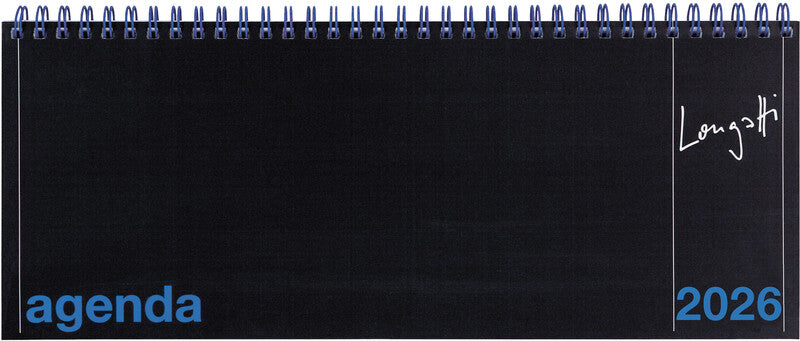 Biella Agenda – 1 Woche/2 Seiten, Spiralbindung, 29,8 × 11,7 cm, 2026, mehrsprachig, schwarz, FSC