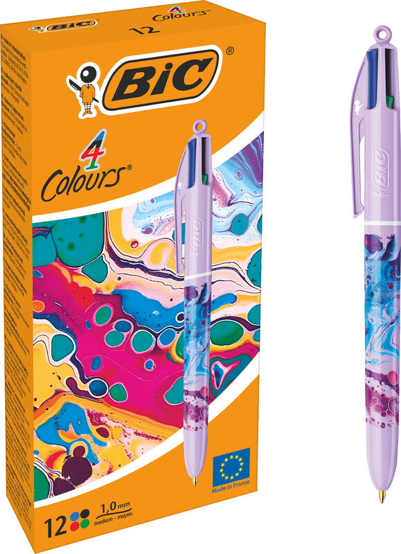 BIC 4 Colours Decor Hydro Vierfarbenkugelschreiber – 4 Farben, Spitze 0,32 mm, Schiebe, nachfüllbar