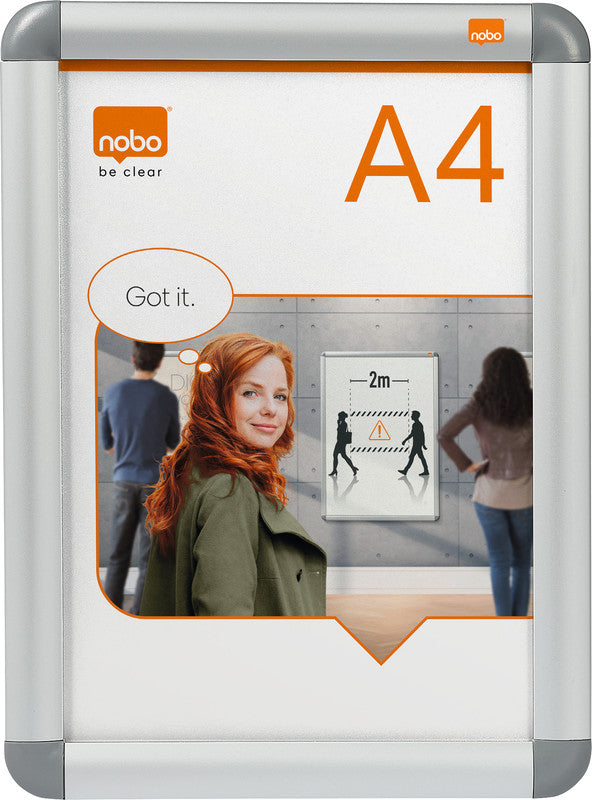 Nobo Plakatrahmen – 252 × 342 mm, silber, wetterfest, spritzwassergeschützt, für A4