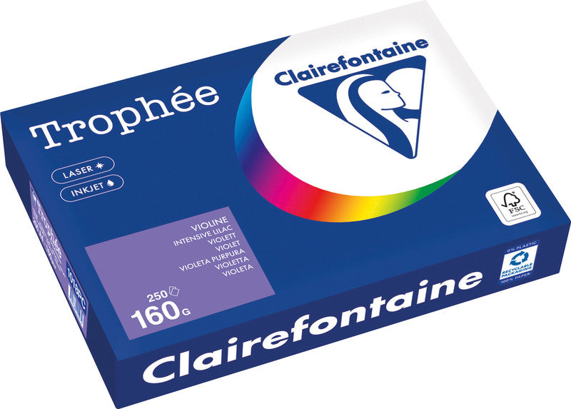 Clairefontaine Kopierpapier – A4, 160 g/m², Violett – für Inkjet/Laser/Kopierer – FSC, EU Ecolabel – 250 Blatt