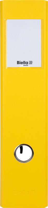 Biella Zeigebuch – A4 Hochformat – 2-Ring Hebelmechanik, 70 mm Rücken – Gelb, mit Niederhalter, FSC