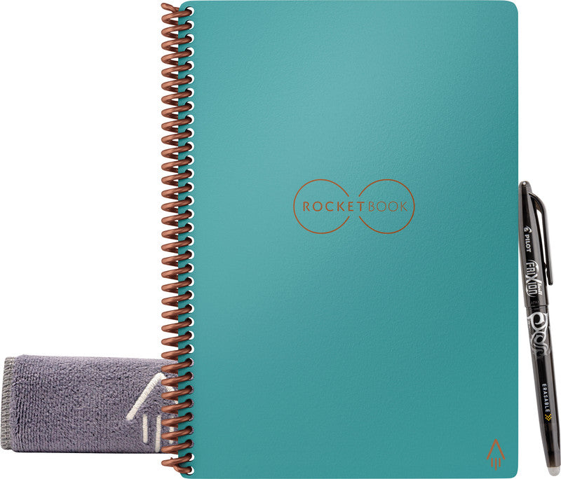 Rocketbook Spiralbuch, Spiralbindung, Hardcover, 36 Seiten, 90 g/m² – türkis, für Rocketbook App