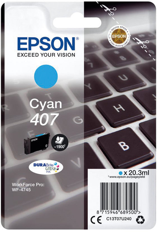 Epson Tintenpatrone 407, cyan, 20 ml