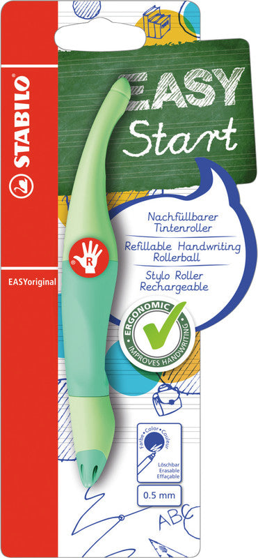 STABILO EASYoriginal Start Pastell – Tintenroller, mit Kappe, 0,5 mm, Blau, für Rechtshänder, 1er Blister