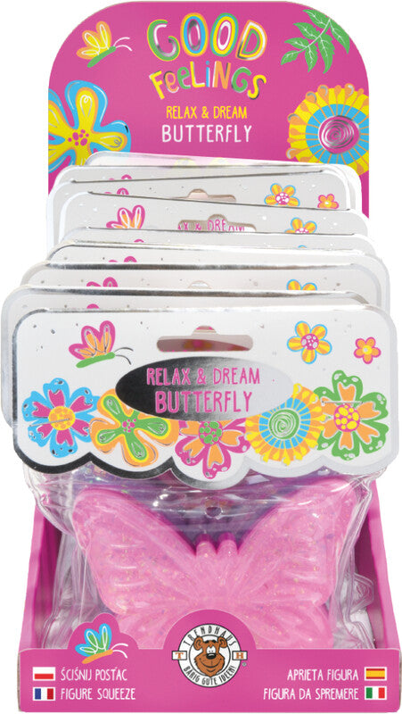 Trendhaus Fidget-/Stressball Schmetterling – 9,5 × 7,0 × 2,0 cm – 1 Stück – Mehrfarbig