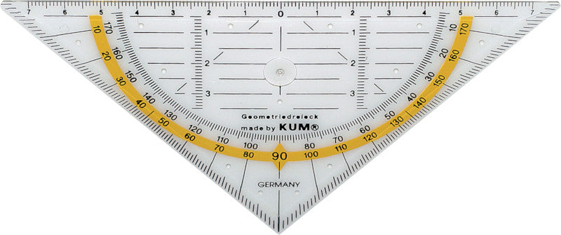 Kum Wandtafel-Geodreieck – 16 × 16 cm, Kunststoff, transparent, Skalenfarbe schwarz