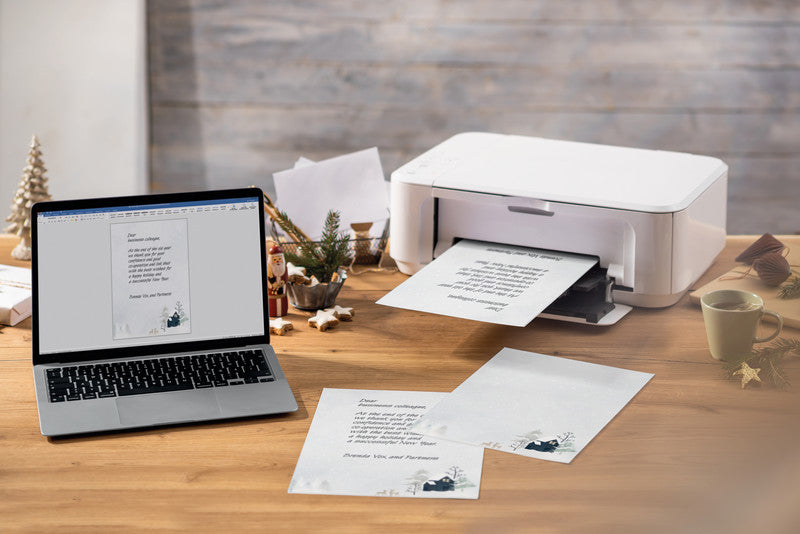 Sigel Motivpapier – A4, 90 g/m², Motiv: Gemütliches Weihnachts-Aquarell – für Inkjet/Laser/Kopierer – FSC – 25 Blatt