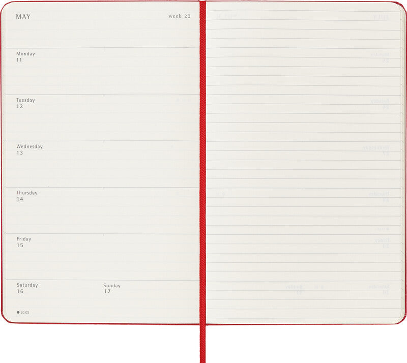 Moleskine Schüleragenda – 1 Woche pro Seite, gebunden, 13 × 21 cm, Aug–Jul, scharlachrot, FSC