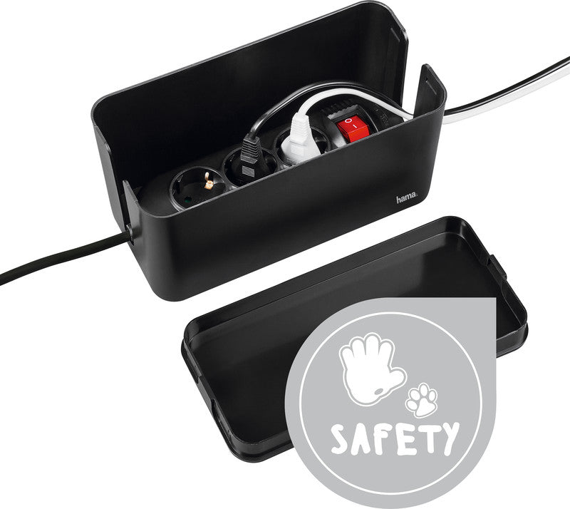 Hama Mini Kabelkanal 230 × 118 mm – zuschneidbar – für Kabel bis Ø 15 mm – schwarz – Kunststoff