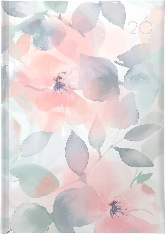 Biella Executive Agenda – 1 Tag pro Seite, Gebunden, 14,5 × 20,5 cm, 2026, 1/2-Stunden-Takt, Floral, FSC