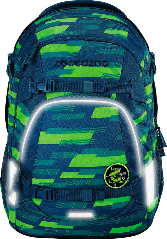 Coocazoo Rucksack Mate – Limetten-Streifen – 30 l (B 30,0 × H 44,0 × T 23,0 cm) – recycelter Bestandteil