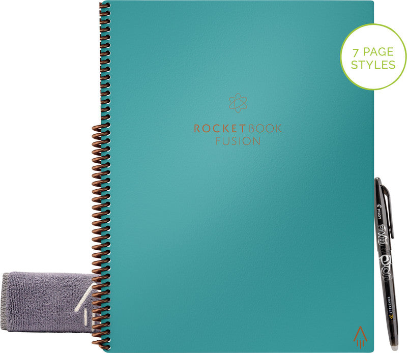 Rocketbook Spiralbuch A4, punktkariert und liniert, Hardcover, 42 Seiten, 90 g/m² – türkis