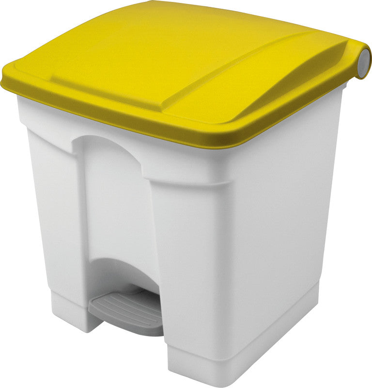 Helit Abfallcontainer – 30 l – mit Deckel – Kunststoff, Weiss – B × H × T 410 × 440 × 400 mm