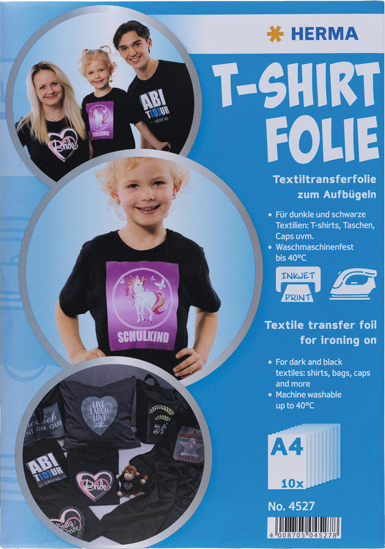 HERMA Inkjet T-Shirt-Folie für dunkle Textilien – 10 Stück – Weiss – 210 × 297 mm