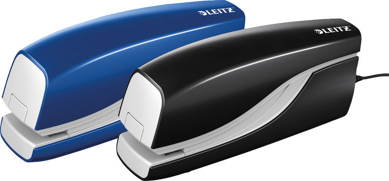 Leitz NeXXt 5532 – Elektrischer Hefter, geschlossene Heftung, Springfachmechanik, Einlegetiefe 10 mm, Blau