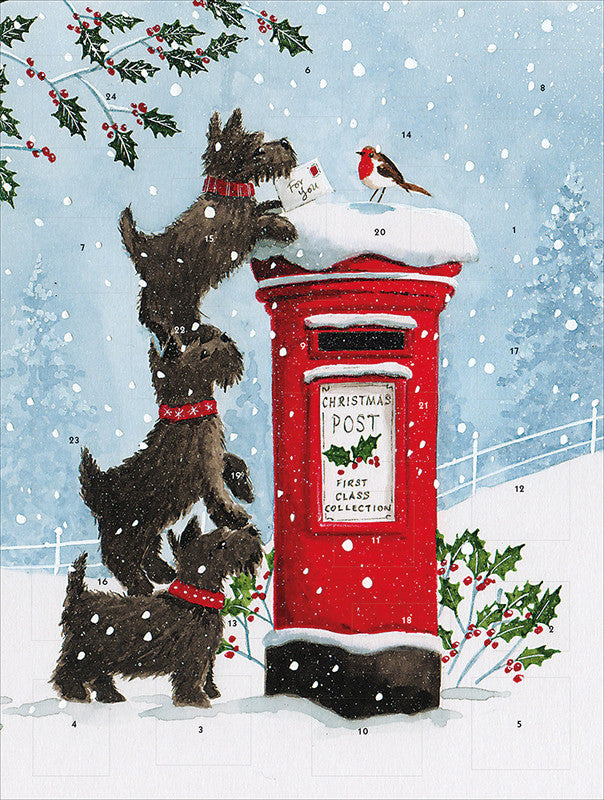 Caltime Adventskalender Briefkasten, Karton, sortiert, 24,5 × 35 cm – eco:plus