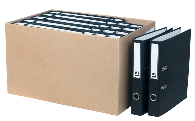 Q-connect Ordner – A4 hoch – 2-Ring Hebelmechanik, Rücken 40 mm – schwarz, Karton, mit Niederhalter, FSC