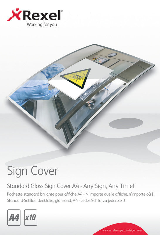 Rexel Schilderfolie Sign Cover A4, glänzend – für Rexel SignMaker, 10 Stk.