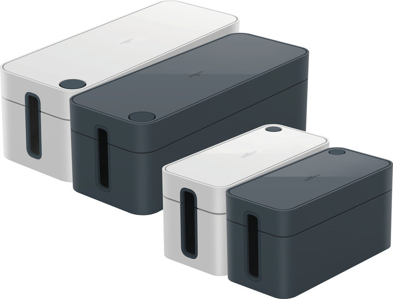 Durable Kabelbox – 406 × 156 mm, Kunststoff, Graphit, für 5-fach-Steckdosenleiste