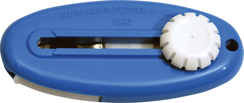 NT Cutter Rollenschneider – 190 mm, Klingenbreite 28 mm, Wellenschnitt, Blau, inkl. 1 Klinge