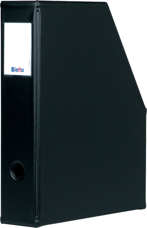 Biella Stehsammler – für Format A4, Karton, schwarz, mit Griffloch, mit Beschriftungsschild, 75 × 320 × 255 mm