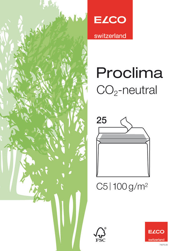 Elco Couvert C5 (229 × 162 mm), ohne Fenster, selbstklebend (Optifix), weiss, 100 g/m², Papier – 25 Stk.