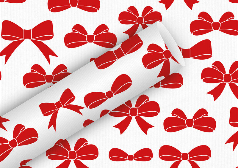 Braun + company Geschenkpapierrolle – Bows – Papier 70 g/m2 – 700 × 2000 mm – Rot