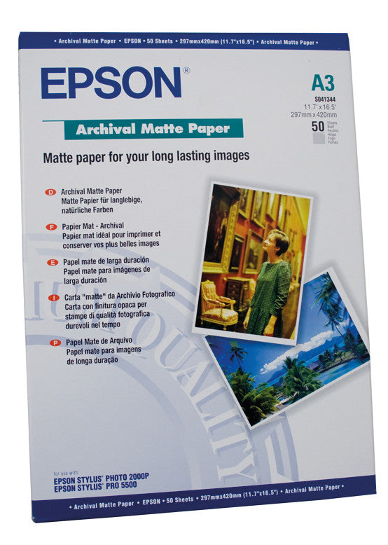 Epson Fotopapier – matt, A3, 192 g/m², einseitig – für Tintenstrahldrucker