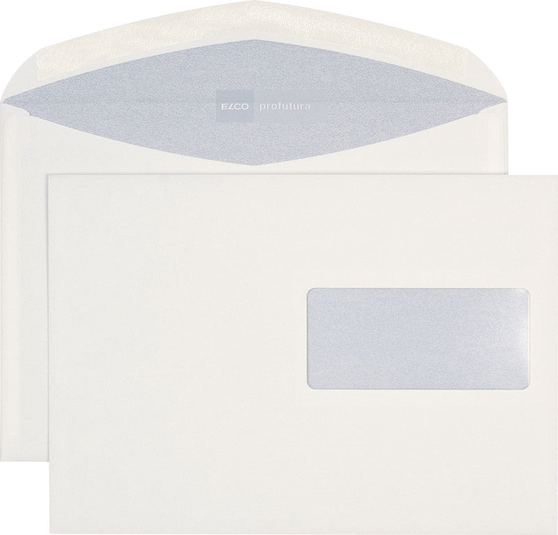 Elco Couvert C5 (229 × 162 mm), mit Fenster, nassklebend, naturweiss, 100 g/m² – 500 Stk.